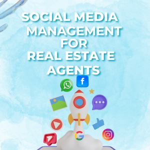 Social Media Management for Real Estate Agents with icons for WhatsApp, Facebook, Instagram, Google, and Messaging apps representing lead generation strategies”